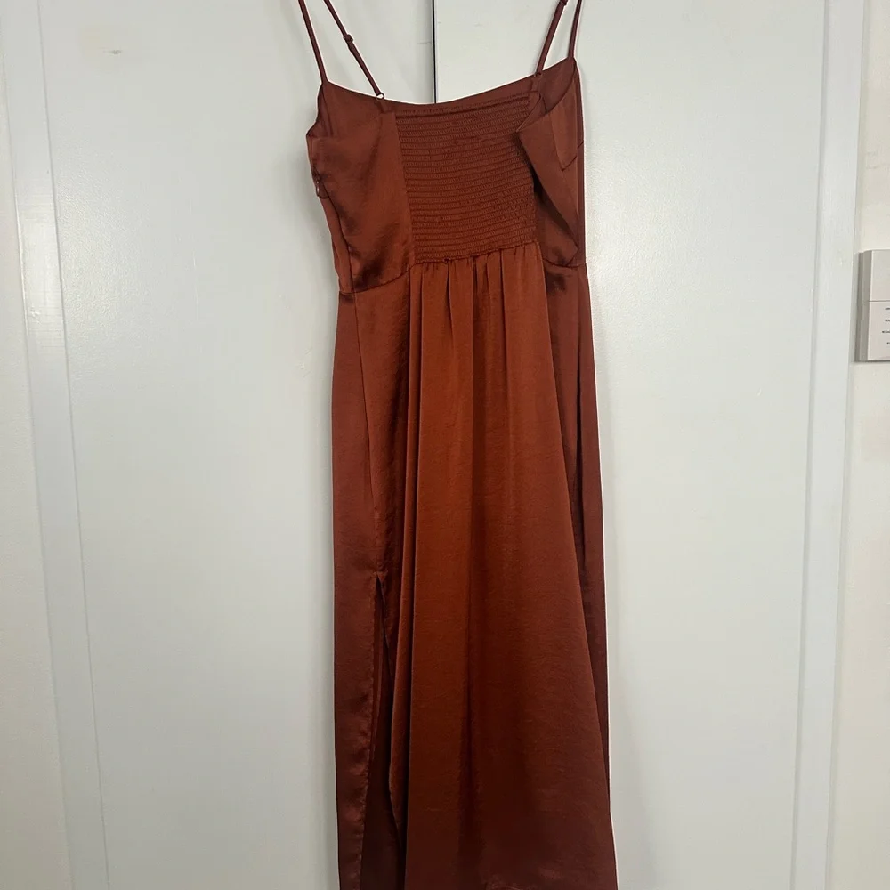 Aritzia Magdalena Satin Dress size 4 Rust - Picture 4 of 6